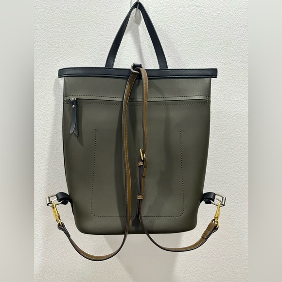 Susen Dubai Olive Green Tote Bag backpack with Black Accents Tassel